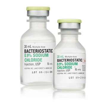 Bacteriostatic Sodium Chloride 0.9% Injection Fliptop Multiple Dose Vial 30 mL Diluent  NDC#00409-1966-07 (Previous RePack #52584-966-07) by Pfizer USPG Hospira Worldwide, Inc.  ID 0404-9953-30